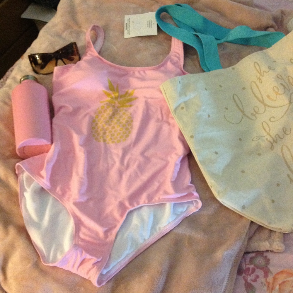Cute pink pineapple one piece bathing suit - Picture 2 of 6